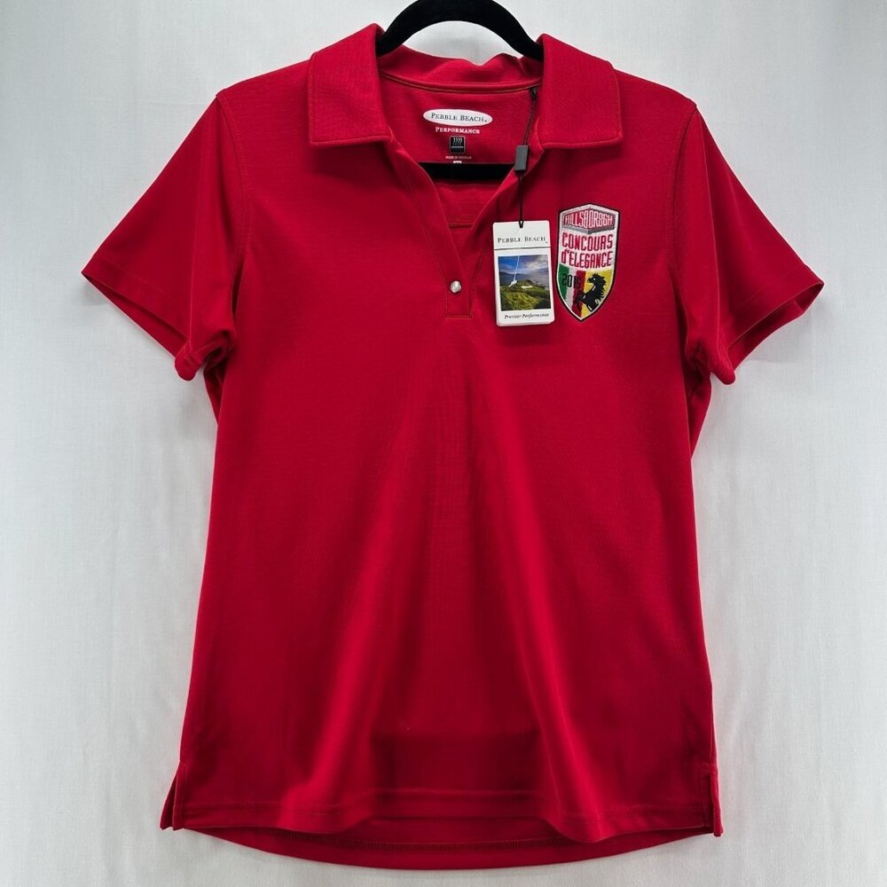 Hillsborough Concours Delegance Shirt Women M Pebble Beach Performance Polo Red